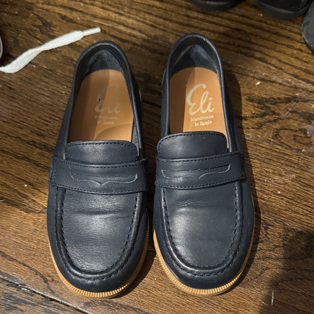 Navy Leather Loafers